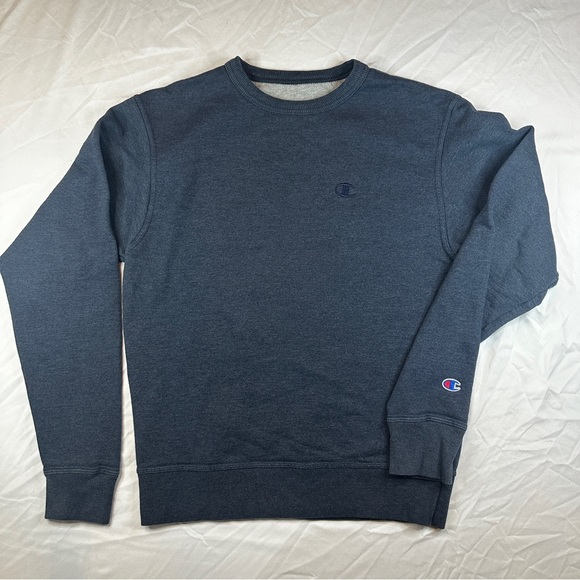 Champion Powerblend L/S Crew Neck Fleece Men's Sweatshirt Navy Blue Small - 261 - Picture 1 of 7